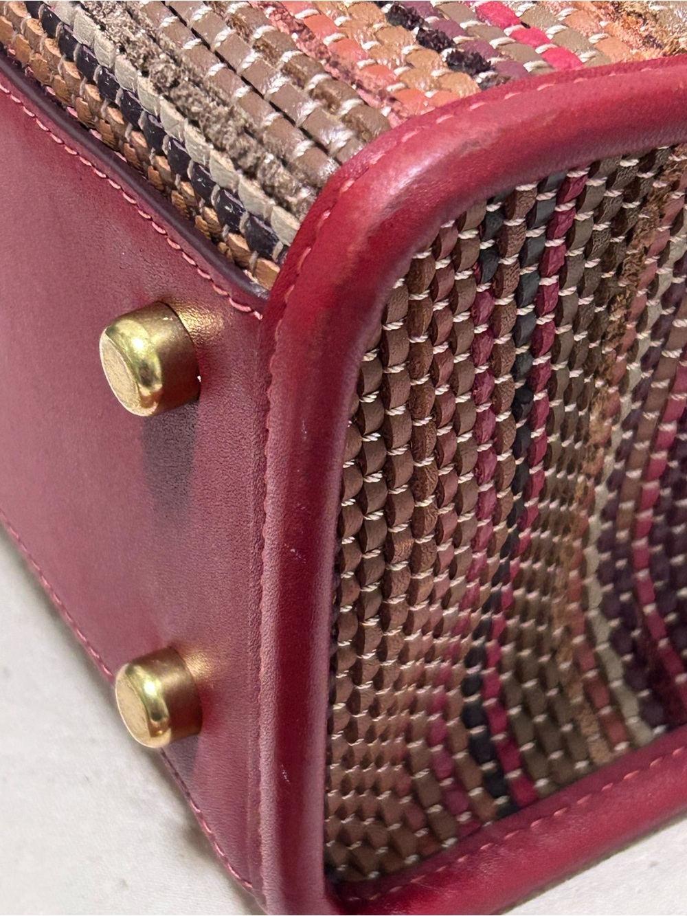 COACH Field Tote 22 Upwoven Leather & Smooth Leather in Brick Red w/XBody Strap - Picture 8 of 10
